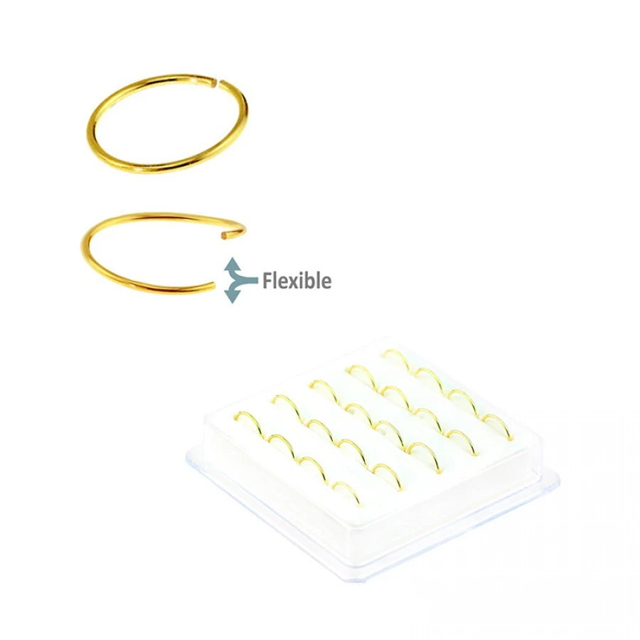 Karnoz 20PCS Tiny Silver Nose Ring Hoop 24 Gauge Snug Nose Hoop Thin Nose Piercings Hoops Nose Piercing Rings Multicolor Jewelry