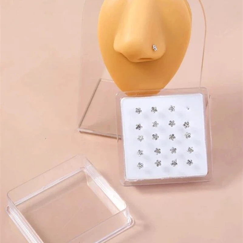 Karnoz 20PCS Tiny Silver Nose Ring Hoop 24 Gauge Snug Nose Hoop Thin Nose Piercings Hoops Nose Piercing Rings Multicolor Jewelry