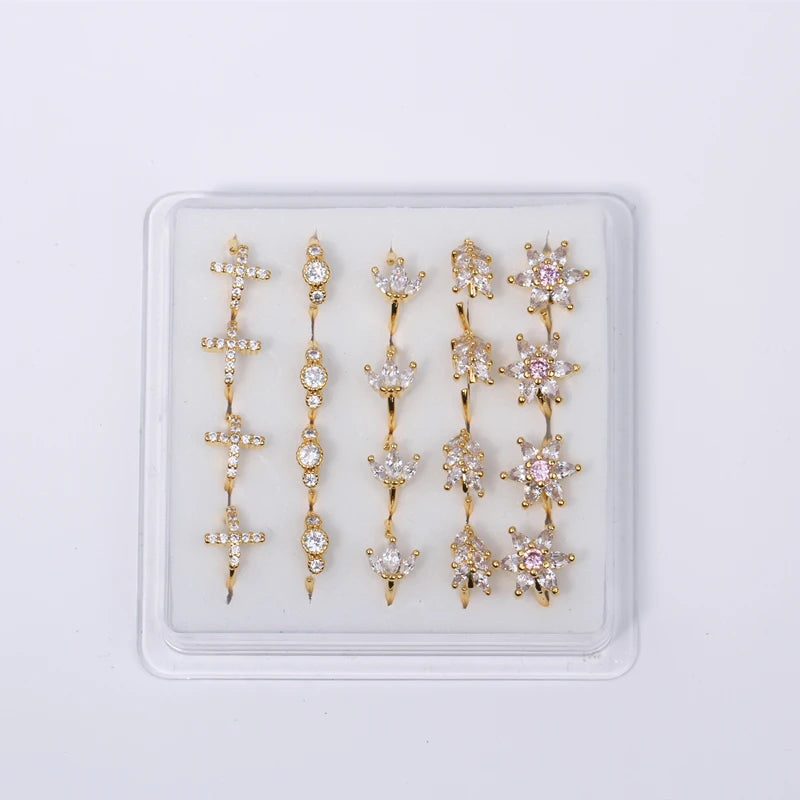 Karnoz 20PCS Tiny Silver Nose Ring Hoop 24 Gauge Snug Nose Hoop Thin Nose Piercings Hoops Nose Piercing Rings Multicolor Jewelry