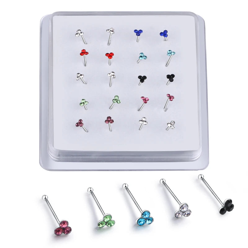 Karnoz 20PCS Tiny Silver Nose Ring Hoop 24 Gauge Snug Nose Hoop Thin Nose Piercings Hoops Nose Piercing Rings Multicolor Jewelry