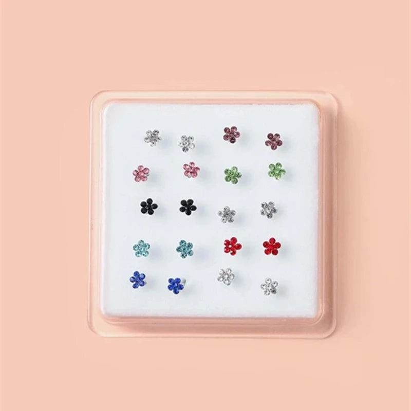 Karnoz 20PCS Tiny Silver Nose Ring Hoop 24 Gauge Snug Nose Hoop Thin Nose Piercings Hoops Nose Piercing Rings Multicolor Jewelry