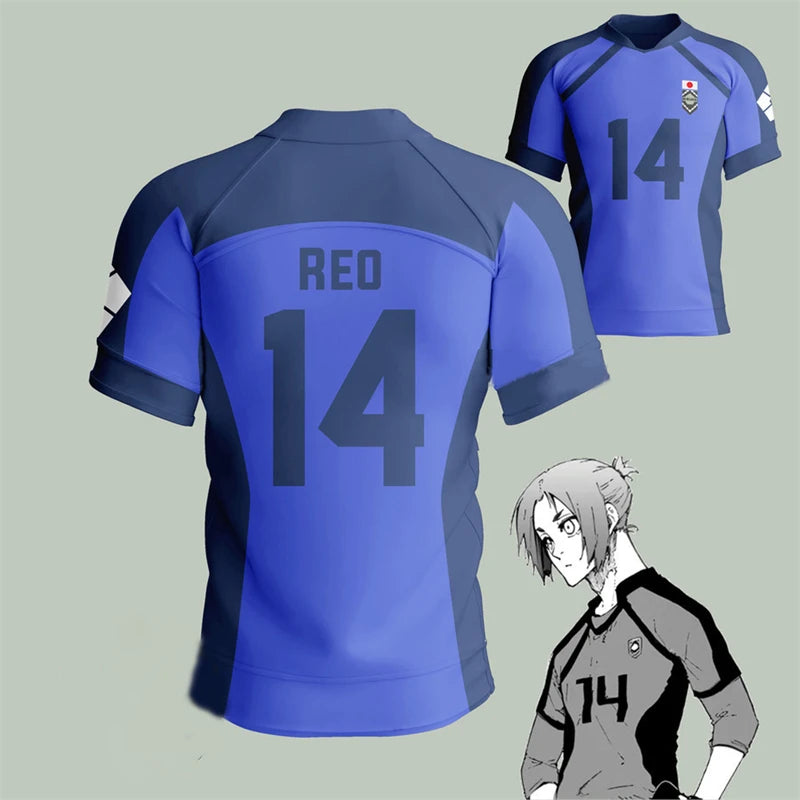 Anime Japan Blue Lock Isagi Yoichi Football Jersey T-shirt Cosplay Hyoma Chigiri Meguru Bachira Tee Custom Name Number Clothes