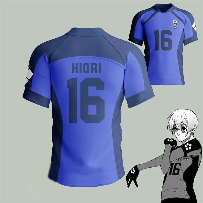 Anime Japan Blue Lock Isagi Yoichi Football Jersey T-shirt Cosplay Hyoma Chigiri Meguru Bachira Tee Custom Name Number Clothes