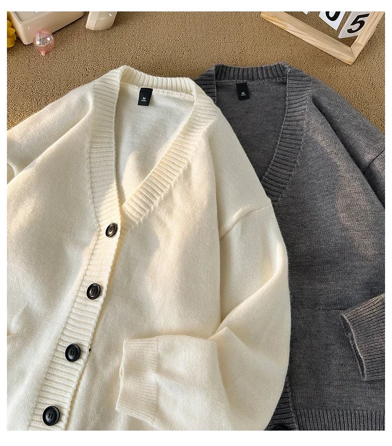 Autumn Winter New Korean Fashion Trend Versatile Casual Cardigan V-neck Sweater Men's Jacquard Comfortable Breathable Jacket