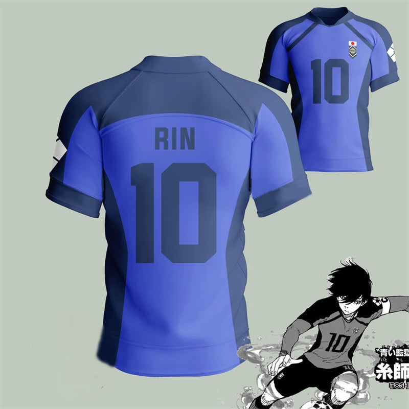 Anime Japan Blue Lock Isagi Yoichi Football Jersey T-shirt Cosplay Hyoma Chigiri Meguru Bachira Tee Custom Name Number Clothes