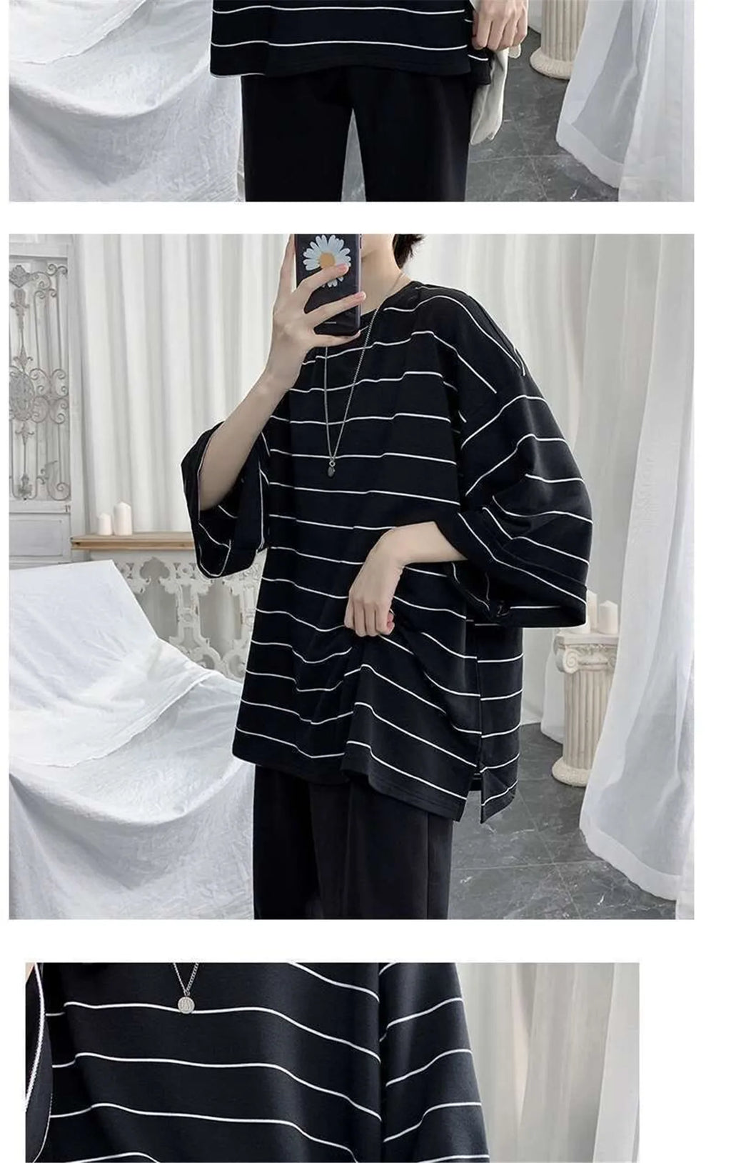 Cool Summer Oversized T-Shirt Men Funny Harajuku Tshirt Streetwear Femme Striped Japan Hip Hop Loose Half Sleeve T Shirts Male