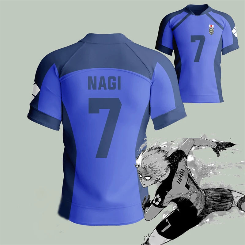 Anime Japan Blue Lock Isagi Yoichi Football Jersey T-shirt Cosplay Hyoma Chigiri Meguru Bachira Tee Custom Name Number Clothes