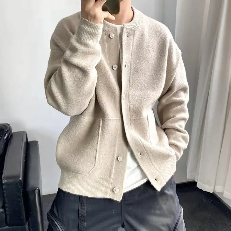 Sweater men 2025 new casual autumn winter knitted cardigan Solid color simple cool thickened sweater coat men's clothing