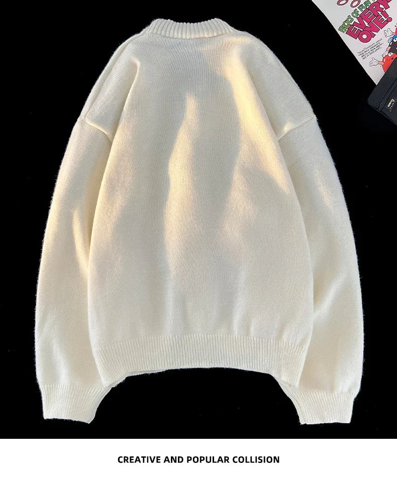 Autumn Winter New Korean Fashion Trend Versatile Casual Cardigan V-neck Sweater Men's Jacquard Comfortable Breathable Jacket