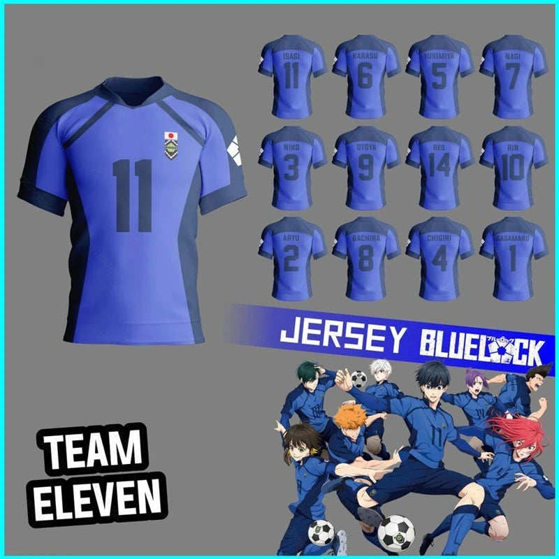 Anime Japan Blue Lock Isagi Yoichi Football Jersey T-shirt Cosplay Hyoma Chigiri Meguru Bachira Tee Custom Name Number Clothes