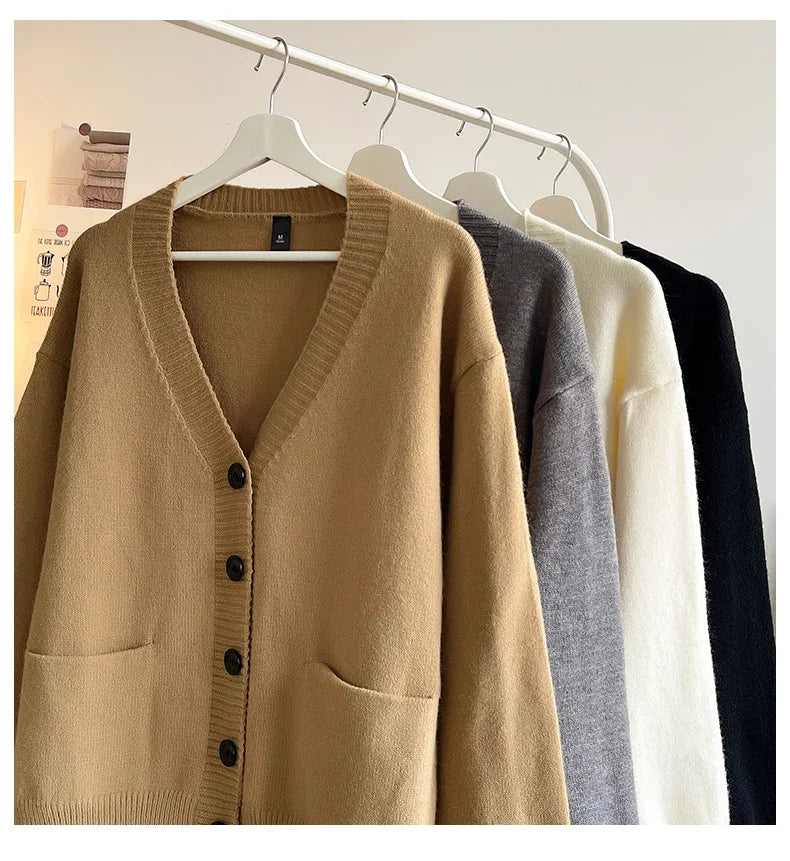 Autumn Winter New Korean Fashion Trend Versatile Casual Cardigan V-neck Sweater Men's Jacquard Comfortable Breathable Jacket